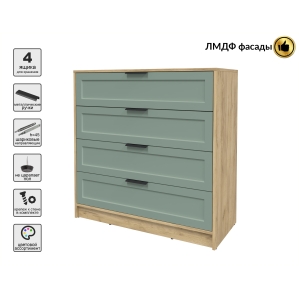 Kомод Тренд КТ-К100 (Дуб золотой ЛДСП/ Мята ЛМДФ) Ш1000 В1020 Г451 Kомод Тренд КТ-К100 (Дуб золотой ЛДСП/ Мята ЛМДФ) Ш1000 В1020 Г451